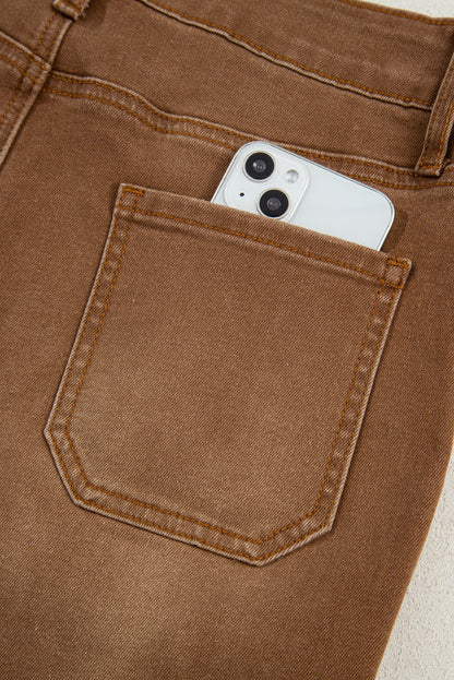 PREORDER: Brown Cropped High Rise Wide Leg Jeans (Ships in 3-4 weeks)