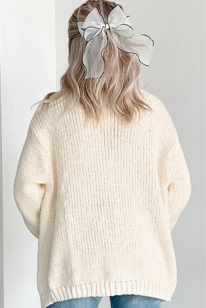 PREORDER: White Pumpkin Print Open Front Drop Shoulder Midi Cardigan (Ships 3-4 Weeks)