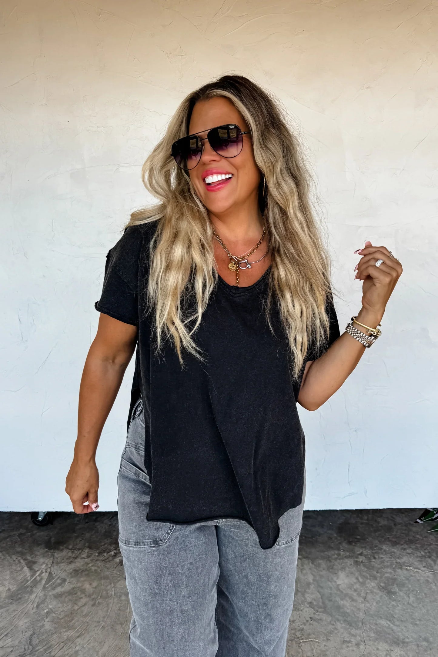 PREORDER: Joey V-Neck Washed Cotton Boyfriend Tee (Ships Week of 12/8)