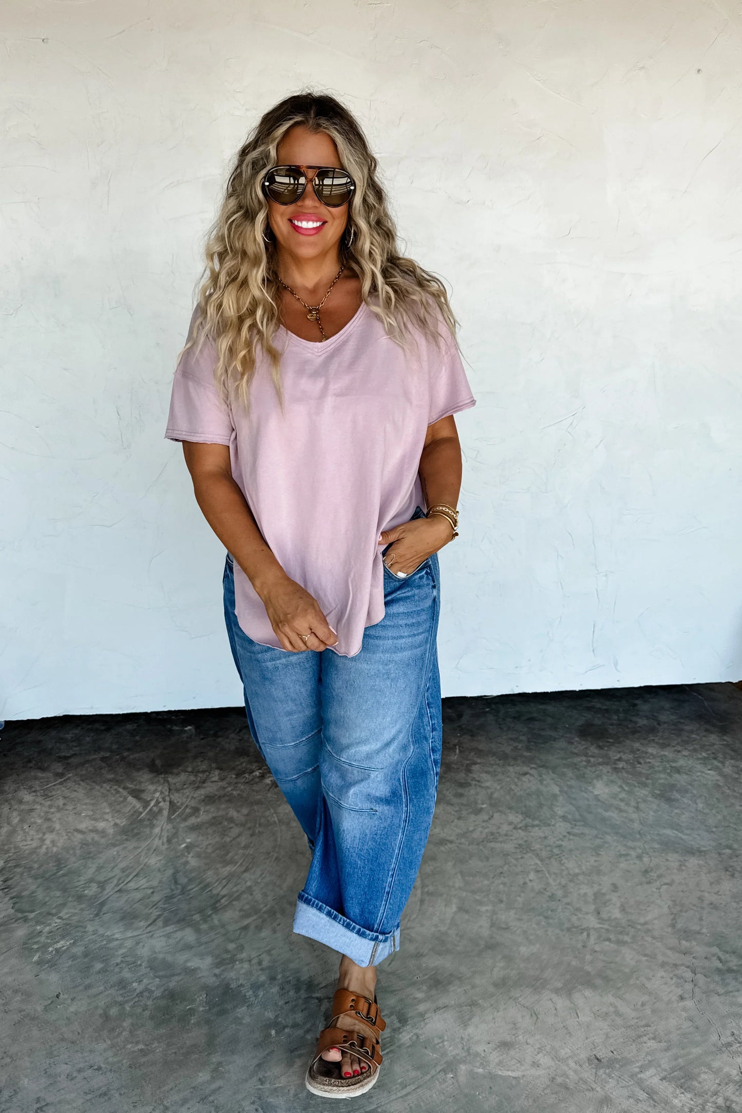 PREORDER: Joey V-Neck Washed Cotton Boyfriend Tee (Ships Week of 12/8)