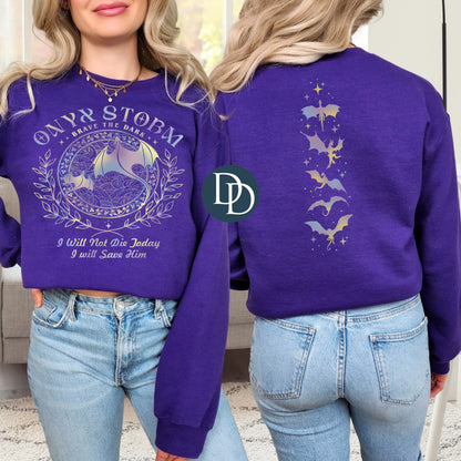 Brave The Dark With Spine Accent Crewneck