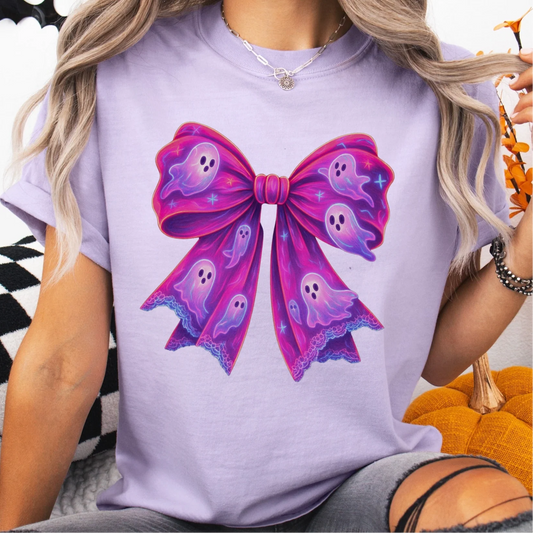 Fuchsia Ghost Bow Tee