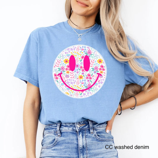 Floral Smiley Face Tee