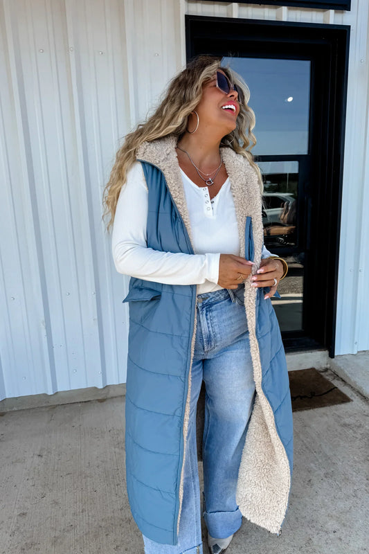 PREORDER: Reversible Sherpa Puffer Vest (Ships Week of 12/15)