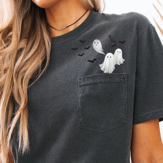Ghost and Bats Pocket Tee