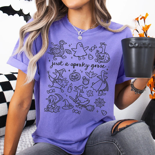 Just A Spooky Goose Doodle Tee