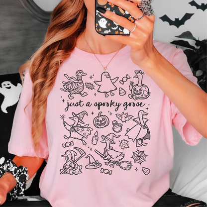 Just A Spooky Goose Doodle Tee