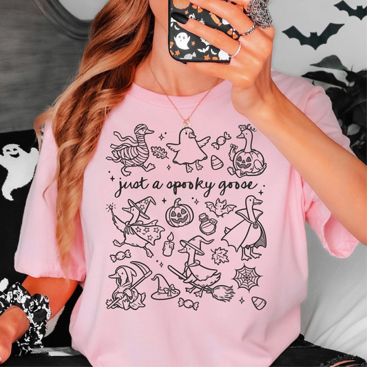 Just A Spooky Goose Doodle Tee