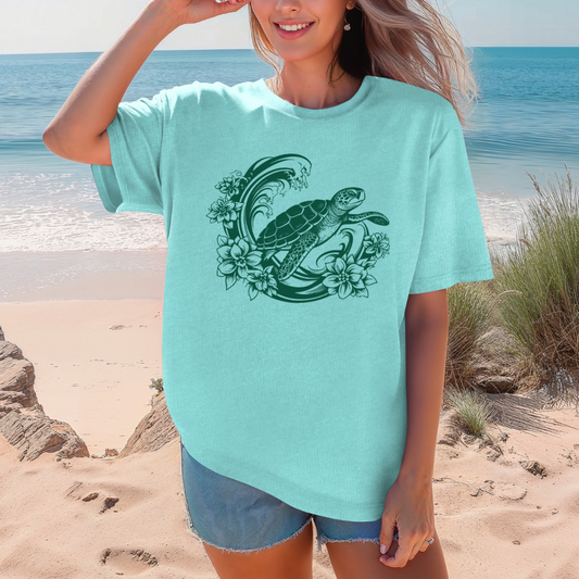 Floral Sea Turtle Tee