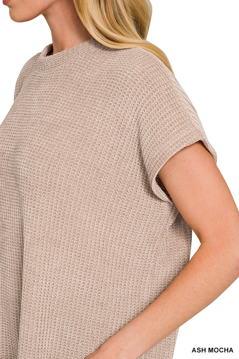 Chenille Waffle Cap Sleeve Sweater