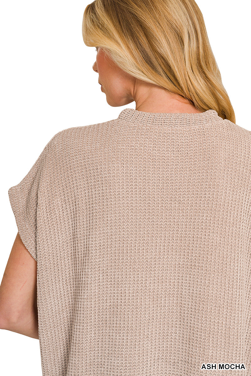 Chenille Waffle Cap Sleeve Sweater