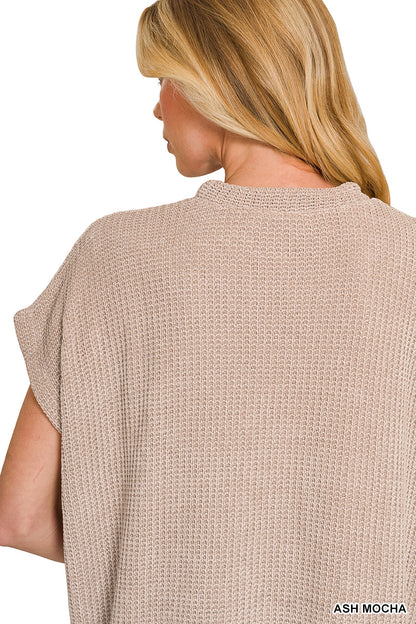Chenille Waffle Cap Sleeve Sweater