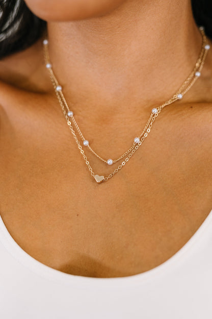 Heart of Gold Pendant Necklace Layered Set in Gold
