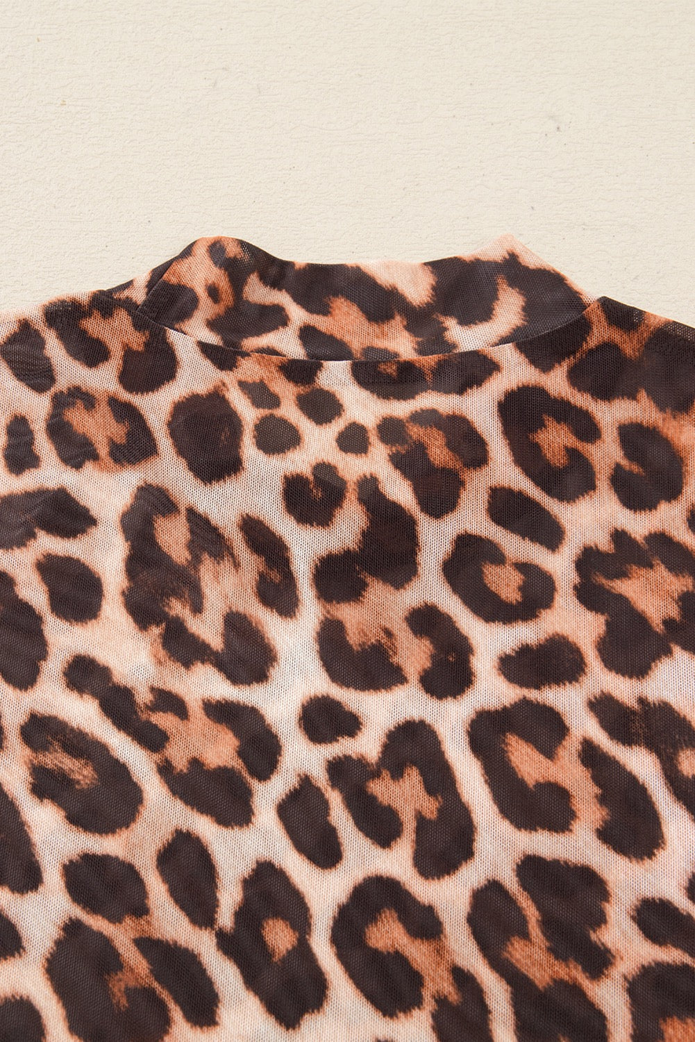 PREORDER: Leopard Mock Neck Mesh Top (Ships 21-28 Business Days)
