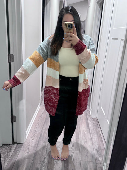 Bring The Warmth Color Block Cardigan