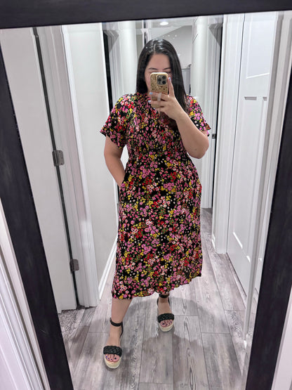 Wildflower and Barley V-Neck Button Up Dress