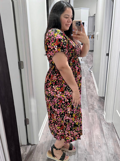 Wildflower and Barley V-Neck Button Up Dress