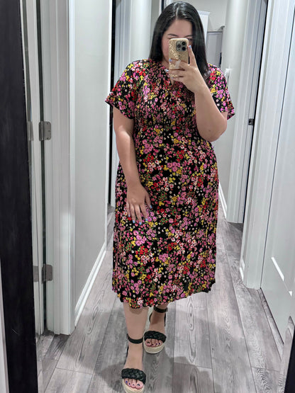 Wildflower and Barley V-Neck Button Up Dress