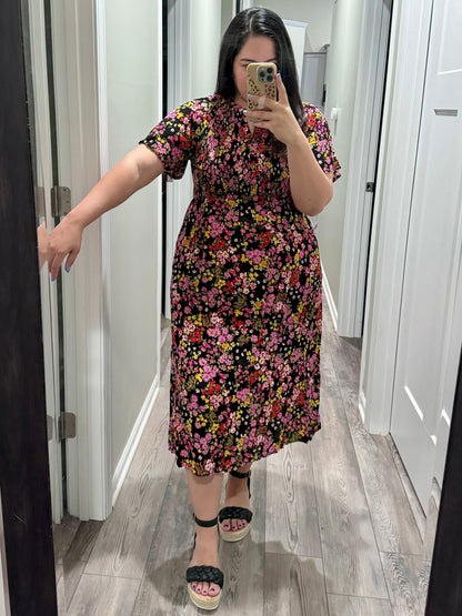 Wildflower and Barley V-Neck Button Up Dress