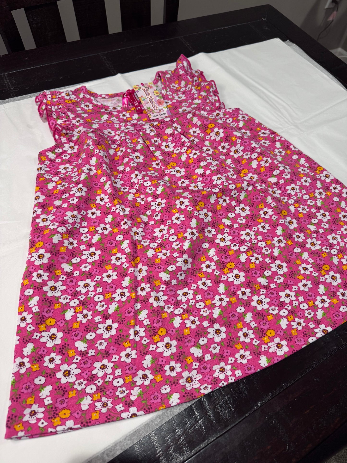 Toddlers Summer Floral Dress W/Ruffle Sleeve