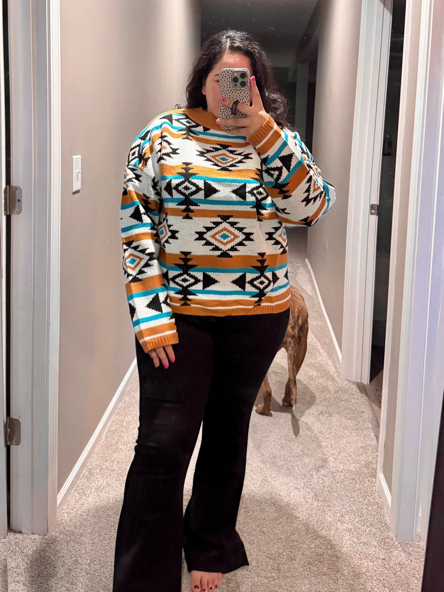 Desert Vibes Geometric Striped Sweater