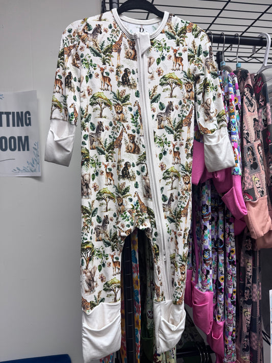 Baby Animals Two Way Zip Pajamas