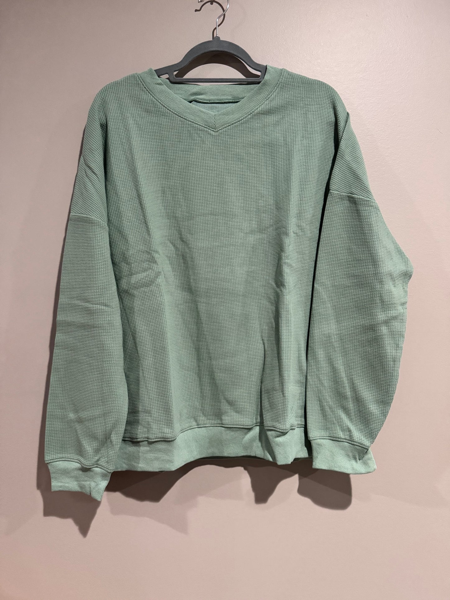 Green Waffle Knit Sweater