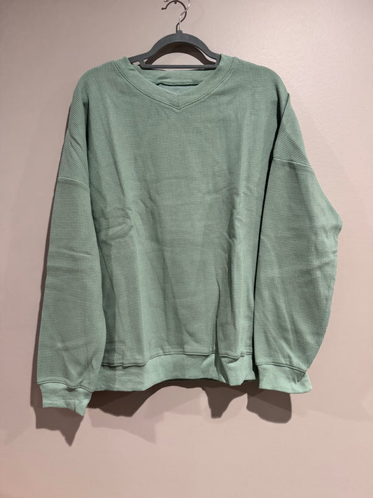Green Waffle Knit Sweater