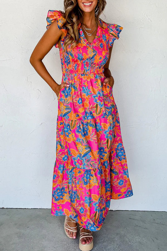 PREORDER: Bright Pink Floral Maxi (Ships in 2-5 weeks)