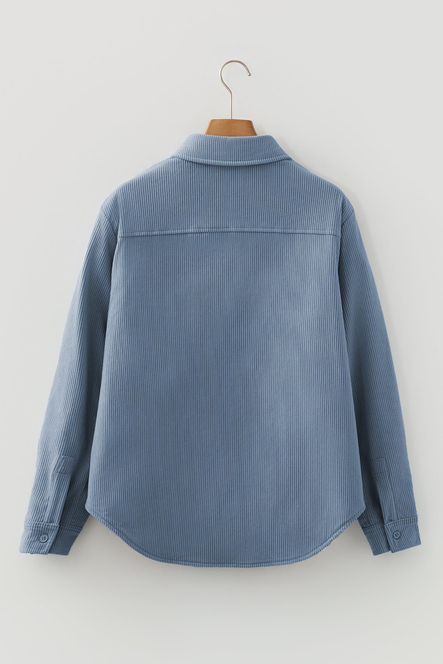 Blue Plaid Corduroy Reversible Button Up Shacket