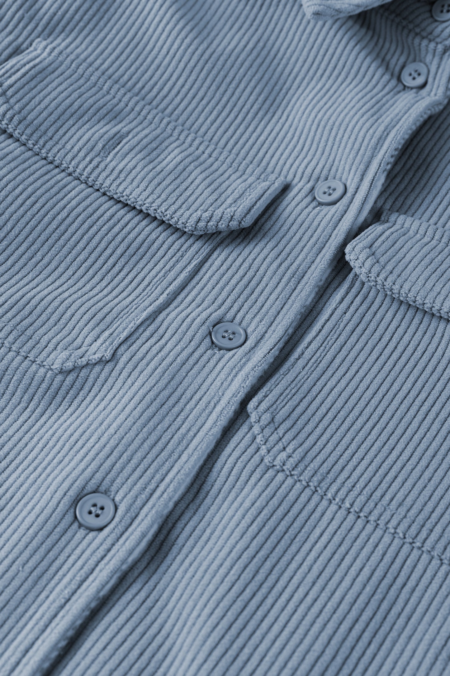 Blue Plaid Corduroy Reversible Button Up Shacket