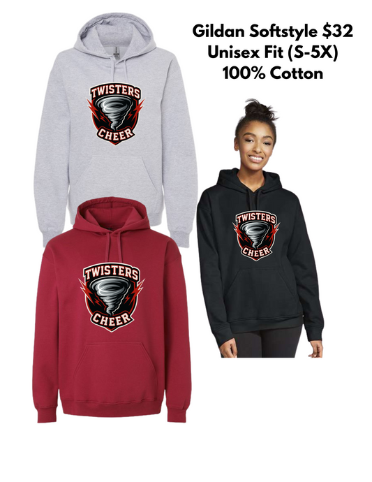 Twisters Cheer Gildan Hoodie (Ready in 7-14 Business Days)
