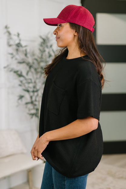 Not That complicated Textured Boxy Tee in Black