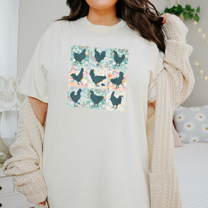 Patchwork Chickens Tee