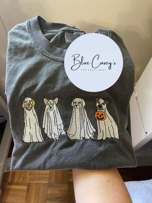 PREORDER: Embroidered Spooky Dogs Tee (Ships in 3-4 weeks)