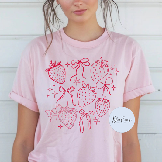Summer Strawberries & Bows Tee/Tank