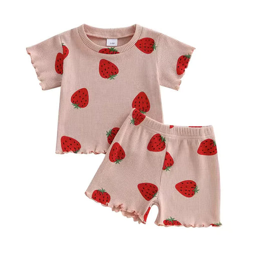 PREORDER: Ribbed Strawberry Pink Short Set (Ships 2-5 weeks)