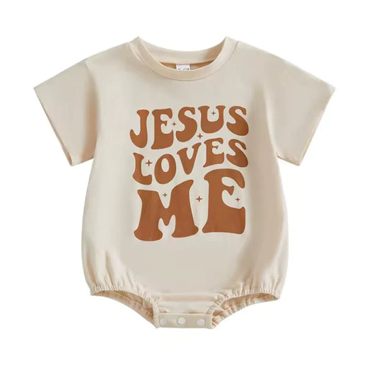 PREORDER: Jesus Loves Me Tee Romper (Ships 2-5 weeks)