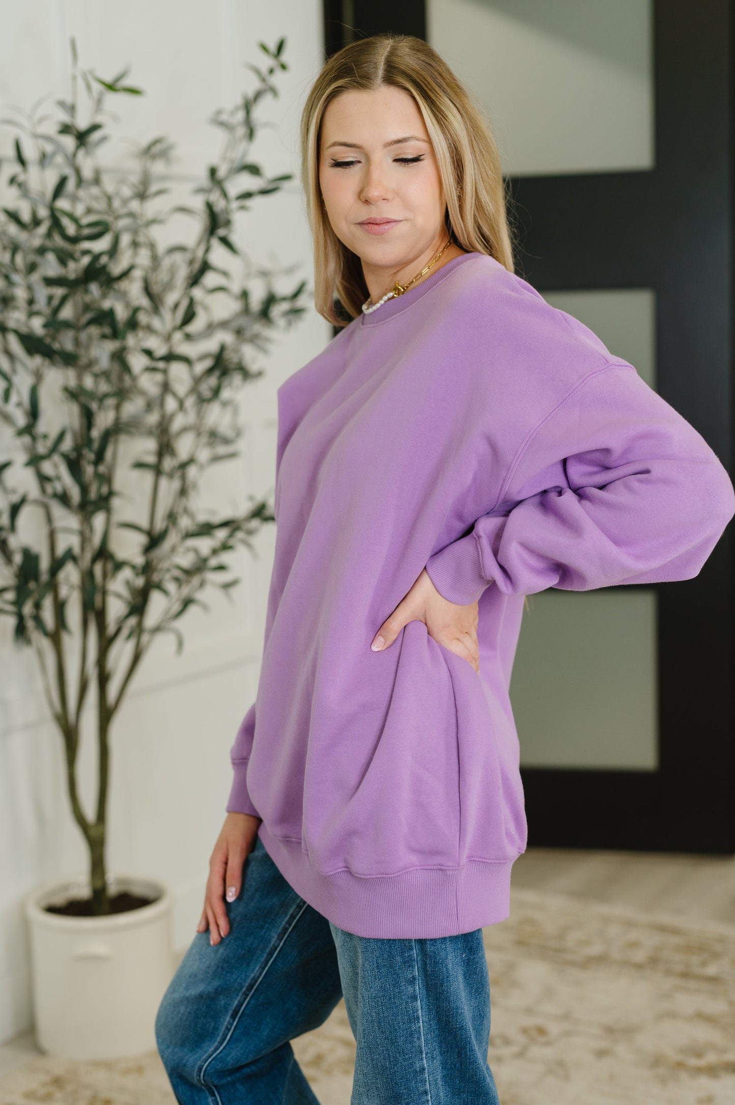 Sunday Snug Relaxed Pullover in Lavender