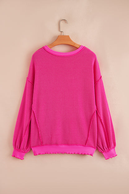 PREORDER: Strawberry Pink Twisted Rib Uneven Hem Top (Ships 3-4 Weeks)