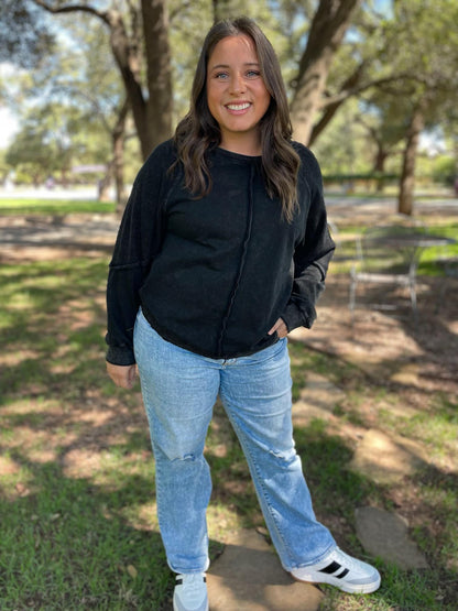 PREORDER: Best Selling Elliott Exposed Seam Sweatshirt in Five Colors (Ships 2-3 Weeks)
