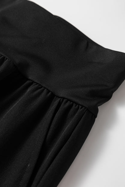 PREORDER: Black Elastic High Waist Pocketed Cargo Jogger Pants (Ships 3-4 Weeks)