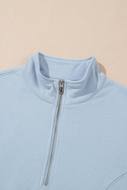 PREORDER: Sky Blue Half Zip up Pullover Active Top and Joggers Set (Ships 3-4 Weeks)