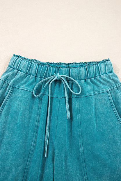 PREORDER: Mineral Wash High Waist Raw Hem Patched Pocket Pants (Ships 3-4 Weeks)