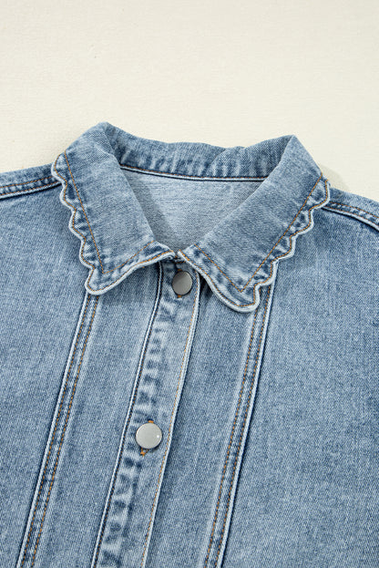 PREORDER: Scallop Trim Denim Jacket (Ships 3-4 Weeks)