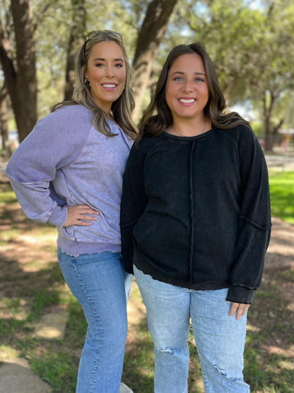 PREORDER: Best Selling Elliott Exposed Seam Sweatshirt in Five Colors (Ships 2-3 Weeks)