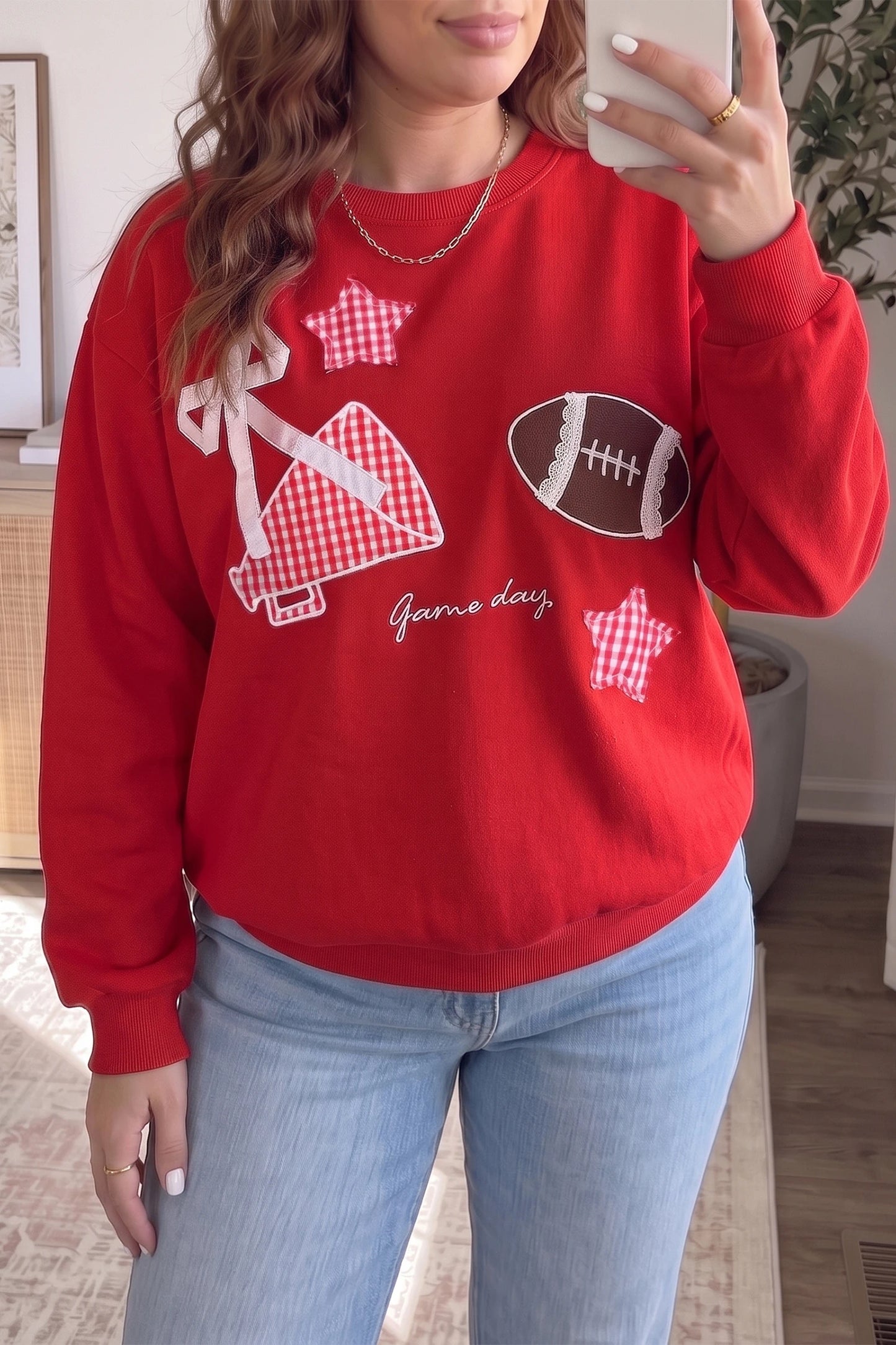 PREORDER: Red Gameday Patch Sweatshirt (Ships 28-35 Business Days)