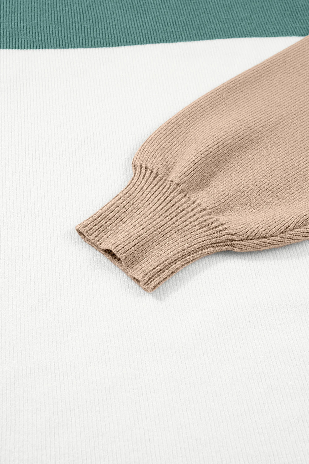 PREORDER: Green Color Block Plain Ribbed Knit Baggy Sweater (Ships 21-28 Business Days)