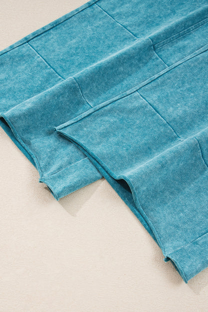 PREORDER: Mineral Wash High Waist Raw Hem Patched Pocket Pants (Ships 3-4 Weeks)