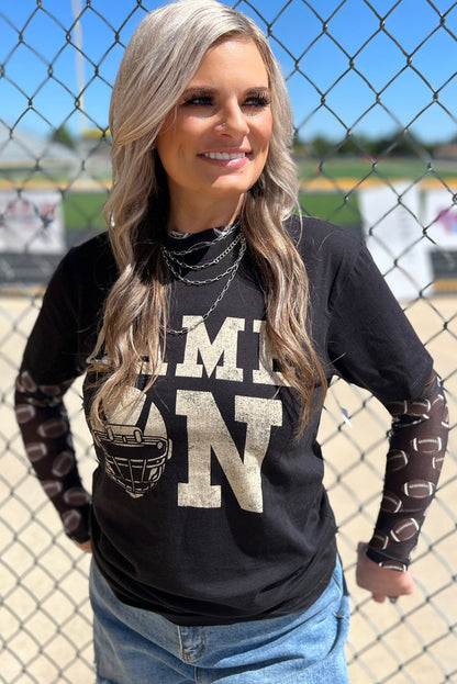 PREORDER: Black Football Mesh Top (Ships 2-5 Weeks)